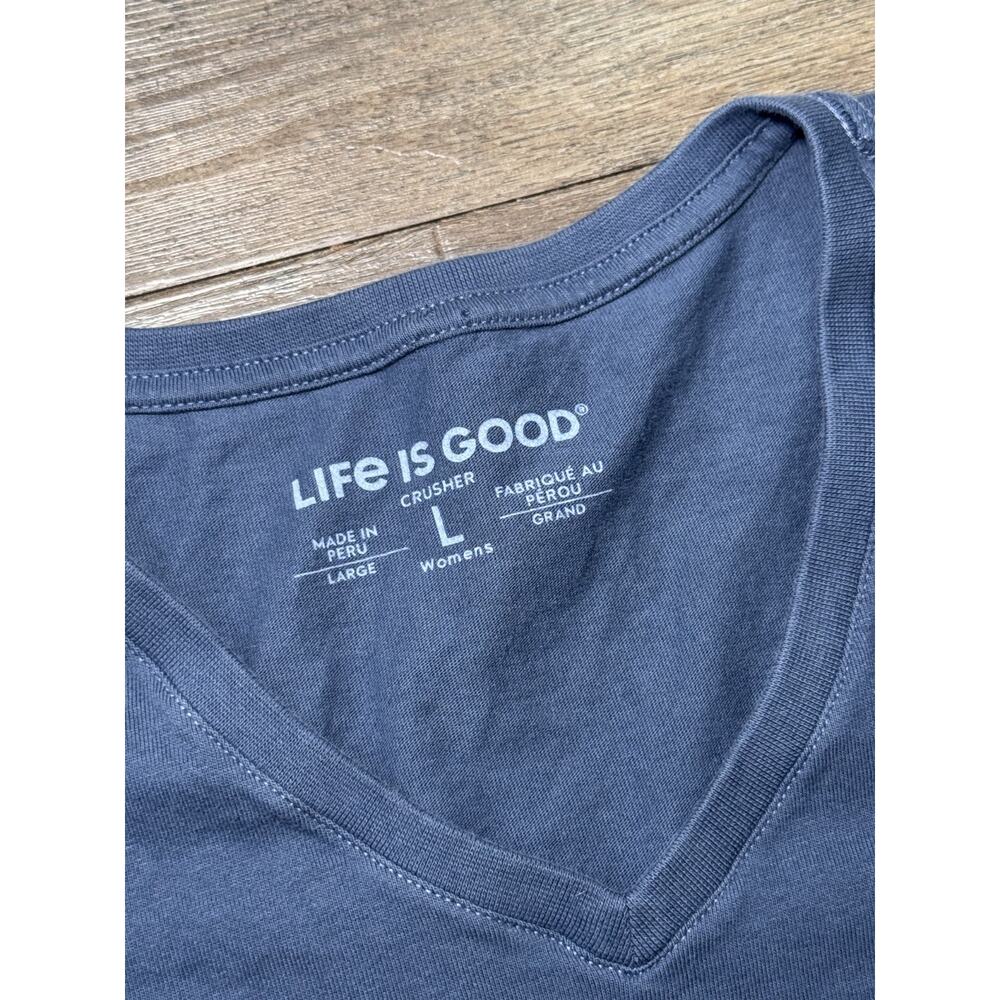 Life is Good T-Shirt Woman's Large Crusher Tee Patriotic Flag Heart Theme - Picture 3 of 5
